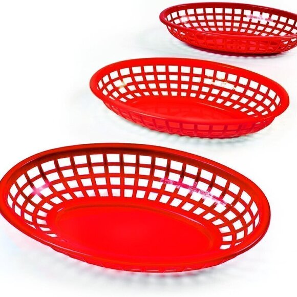 Charcoal Companion Plastic Diner Style Serving Baskets Set of 6 Red - Picture 2 of 2